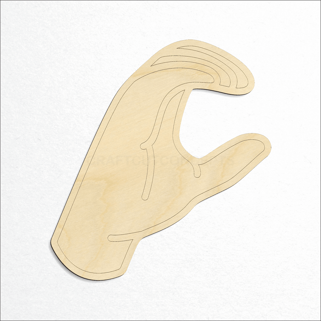 Wooden ASL Sign Lanquage Letter C craft shape available in sizes of 2 inch and up