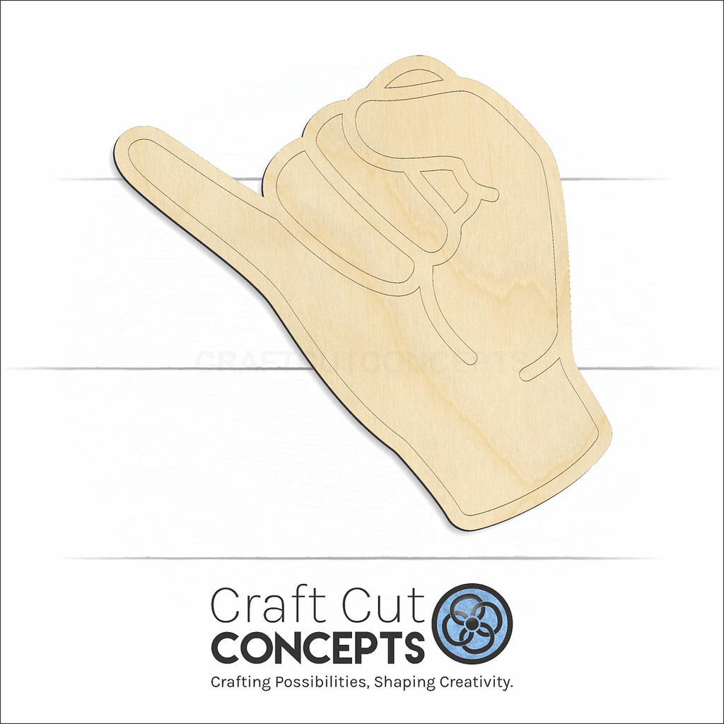 Craft Cut Concepts Logo under a wood ASL Sign Lanquage Letter J craft shape and blank