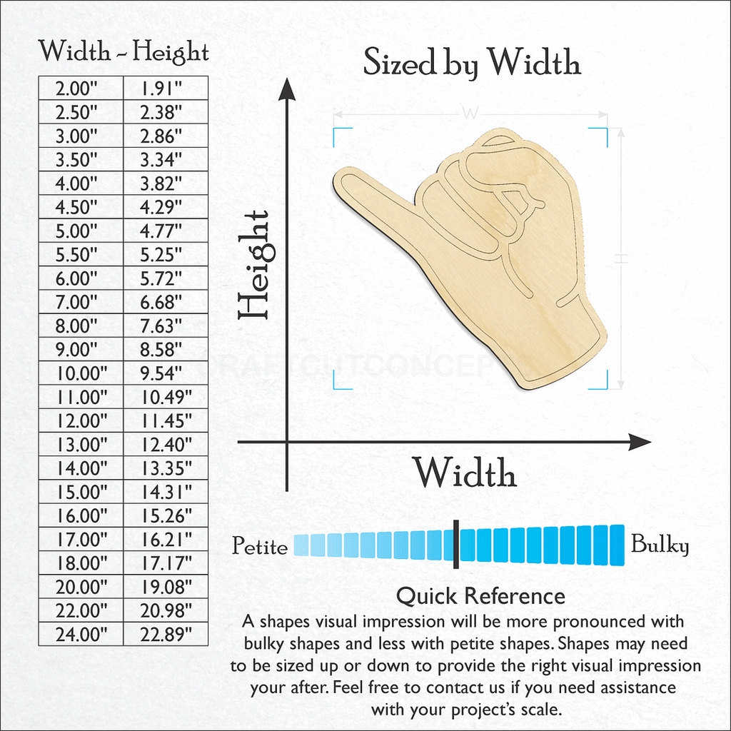 Sizes available for a laser cut ASL Sign Lanquage Letter J craft blank