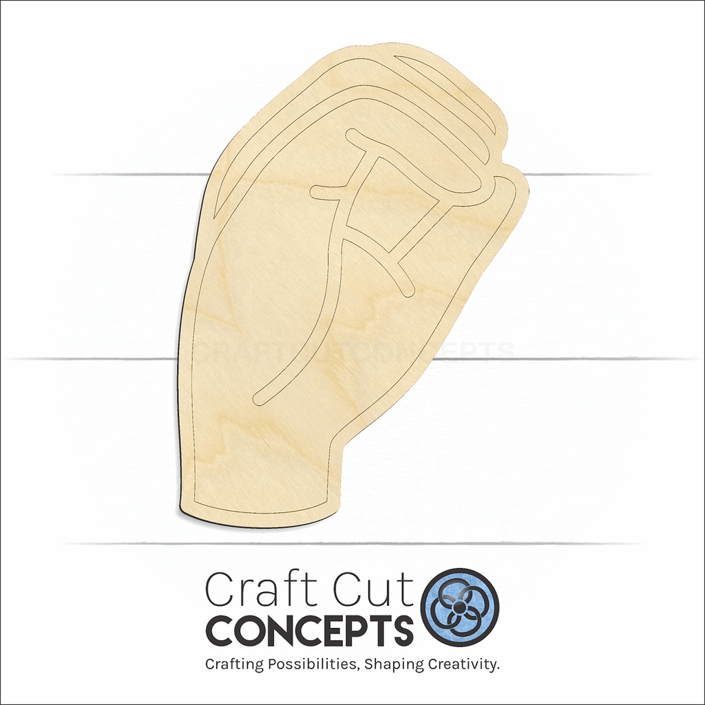 Craft Cut Concepts Logo under a wood ASL Sign Lanquage Letter O craft shape and blank