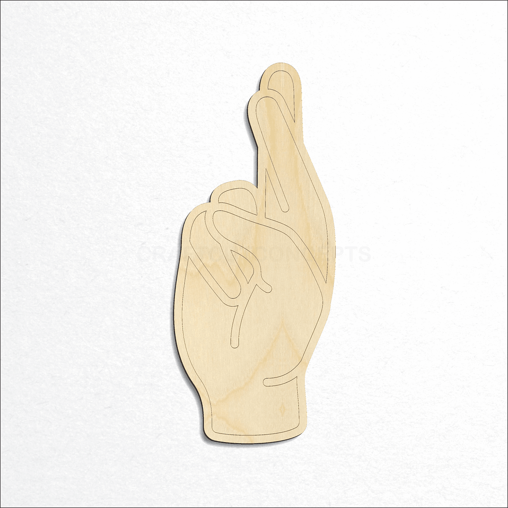 Wooden ASL Sign Lanquage Letter R craft shape available in sizes of 2 inch and up