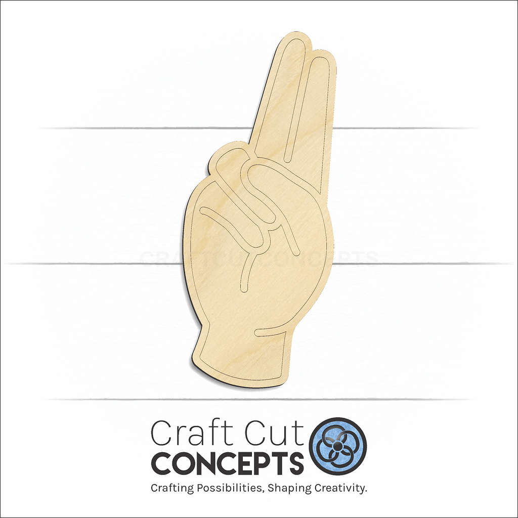 Craft Cut Concepts Logo under a wood ASL Sign Lanquage Letter U craft shape and blank