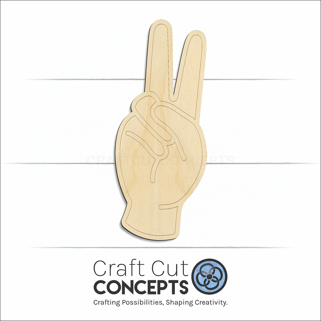 Craft Cut Concepts Logo under a wood ASL Sign Lanquage Letter V craft shape and blank