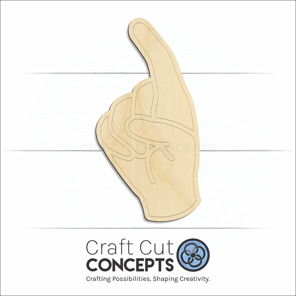 Craft Cut Concepts Logo under a wood ASL Sign Lanquage Letter Z craft shape and blank