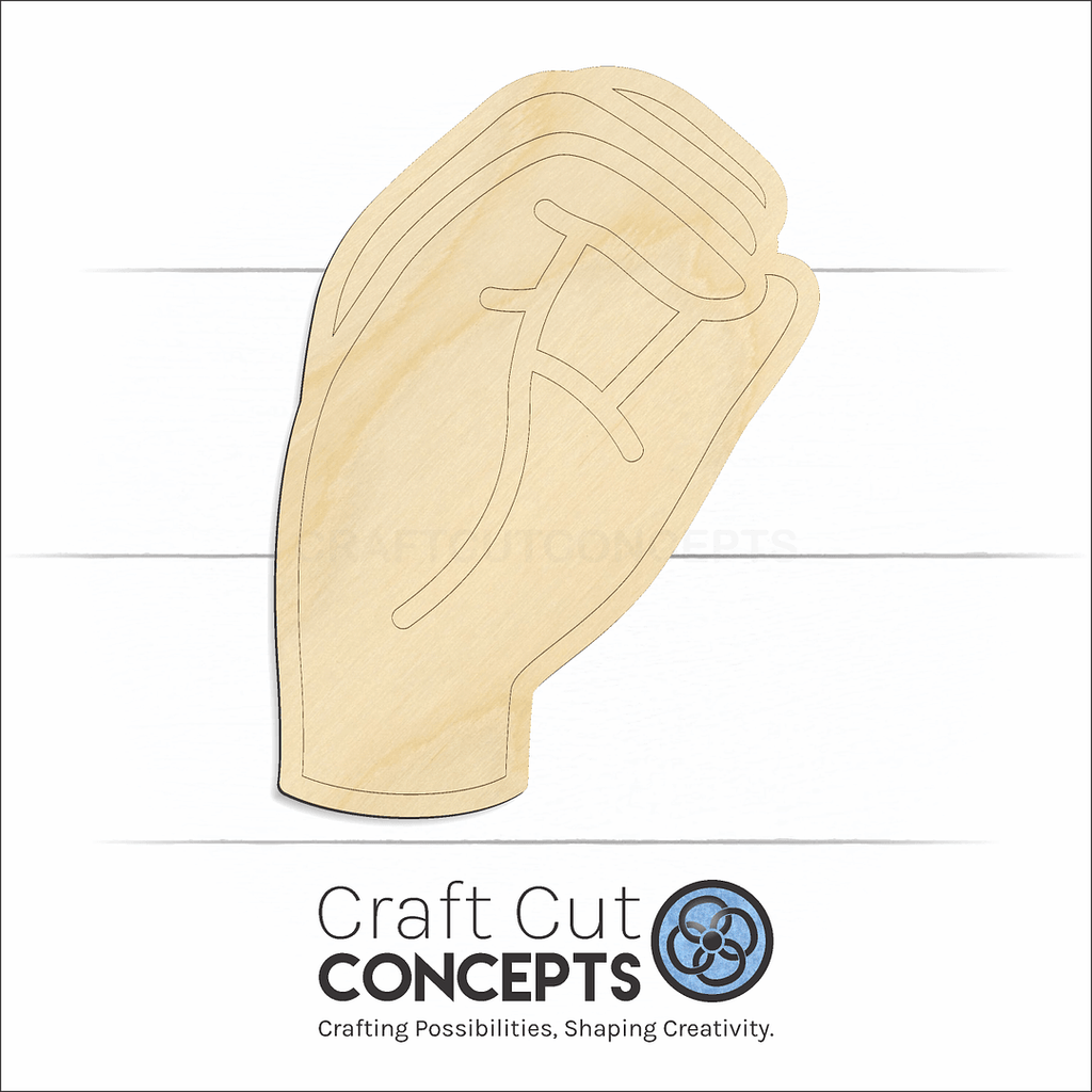 Craft Cut Concepts Logo under a wood ASL Sign Lanquage Number 0 craft shape and blank