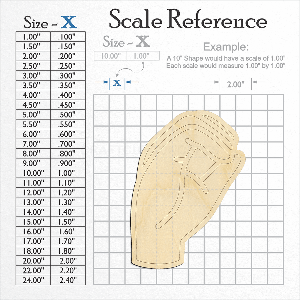 A scale and graph image showing a wood ASL Sign Lanquage Number 0 craft blank