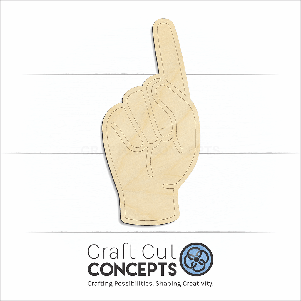 Craft Cut Concepts Logo under a wood ASL Sign Lanquage Number 1 craft shape and blank