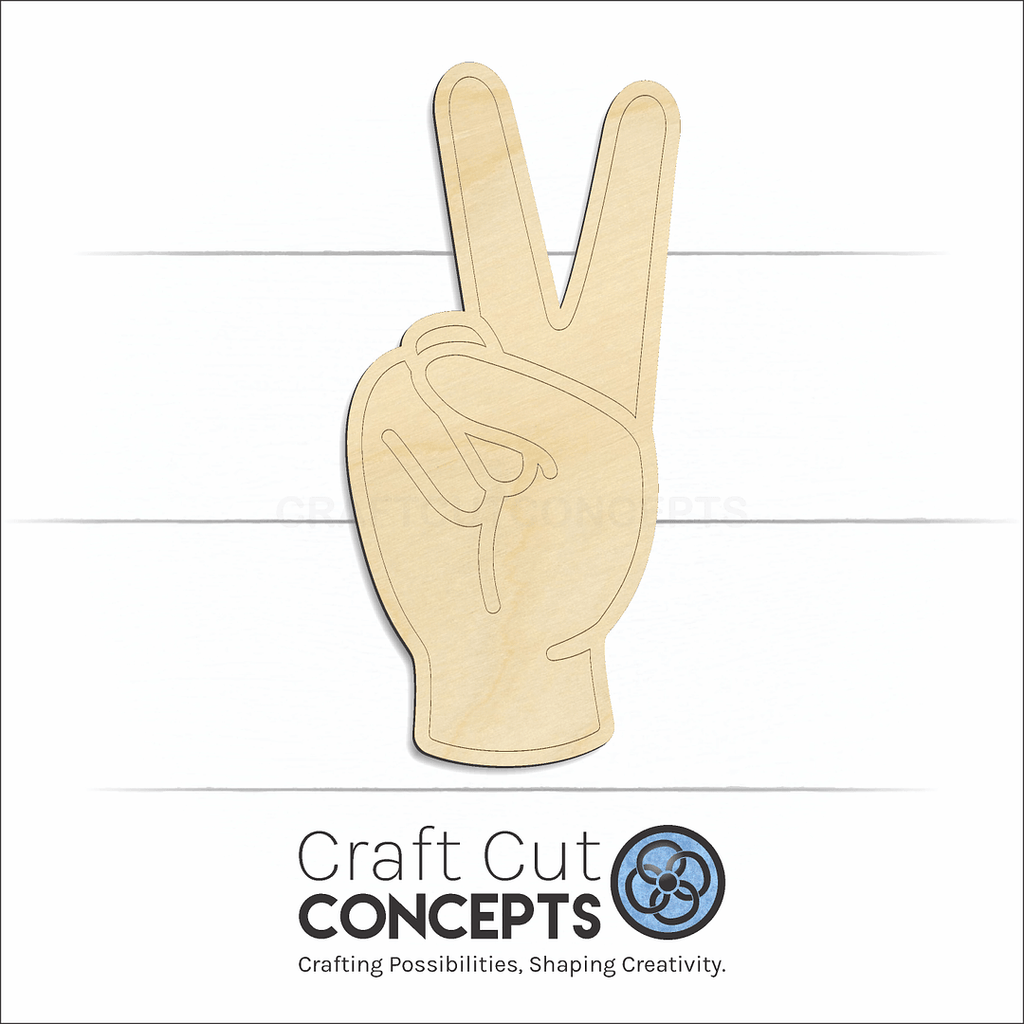 Craft Cut Concepts Logo under a wood ASL Sign Lanquage Number 2 craft shape and blank