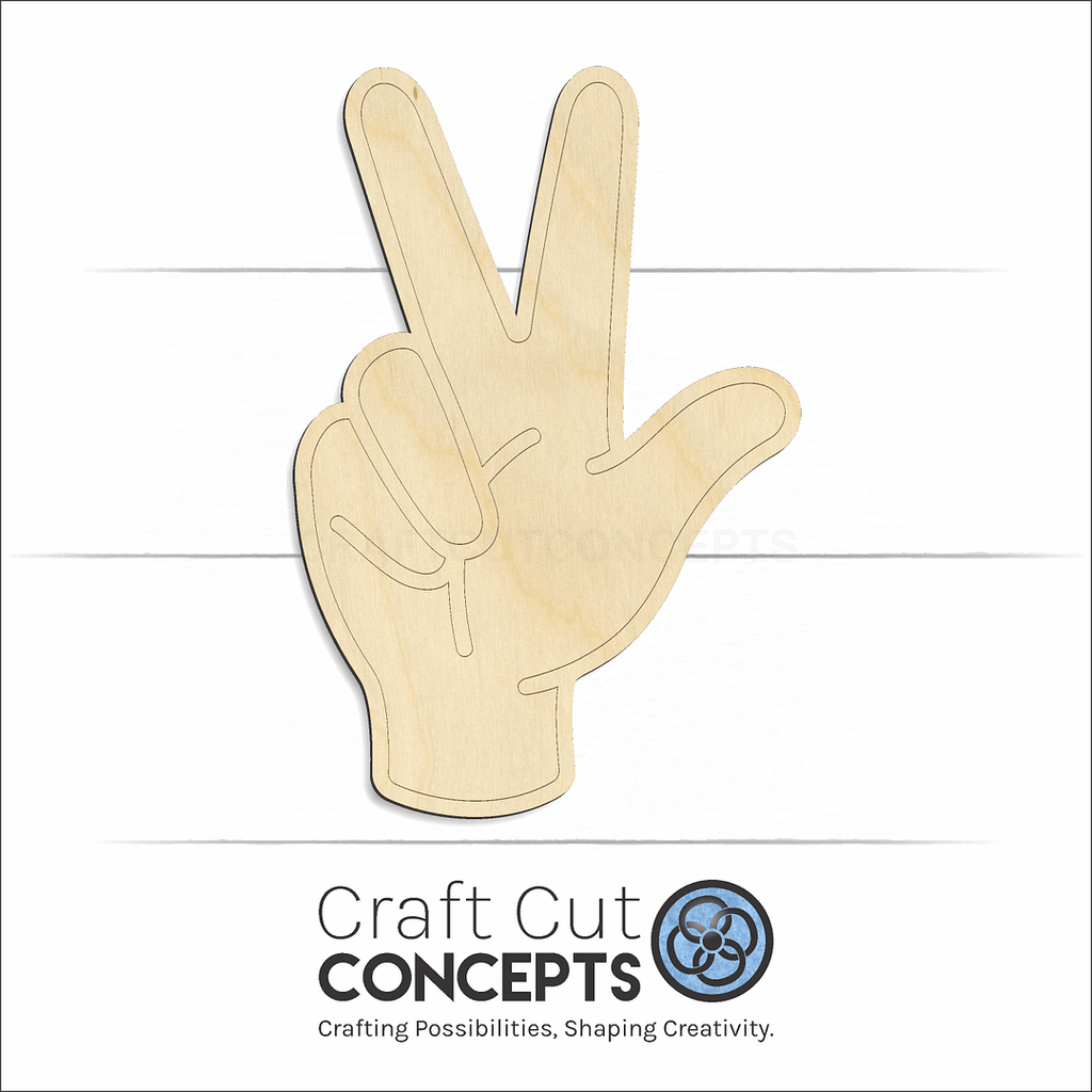 Craft Cut Concepts Logo under a wood ASL Sign Lanquage Number 3 craft shape and blank