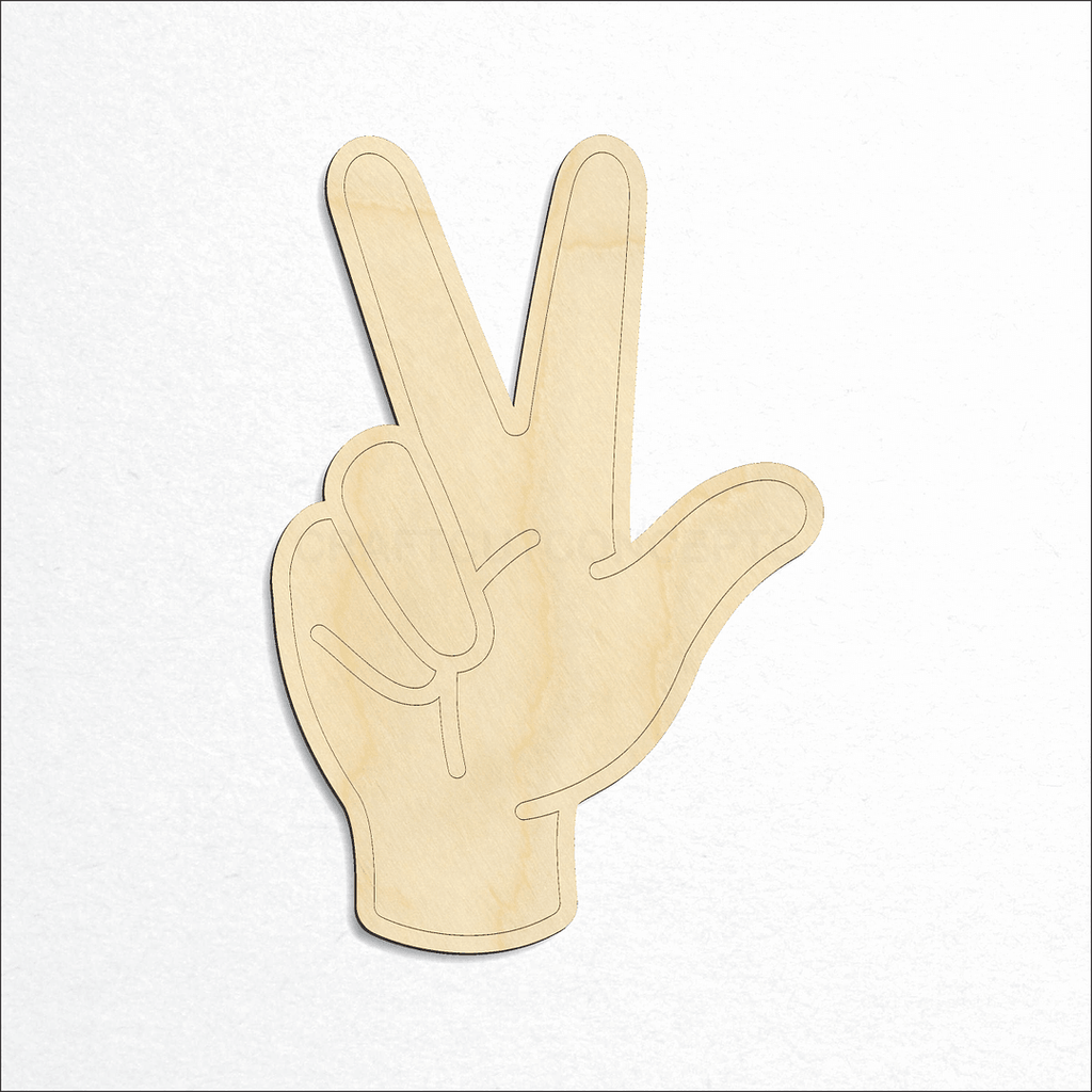 Wooden ASL Sign Lanquage Number 3 craft shape available in sizes of 2 inch and up