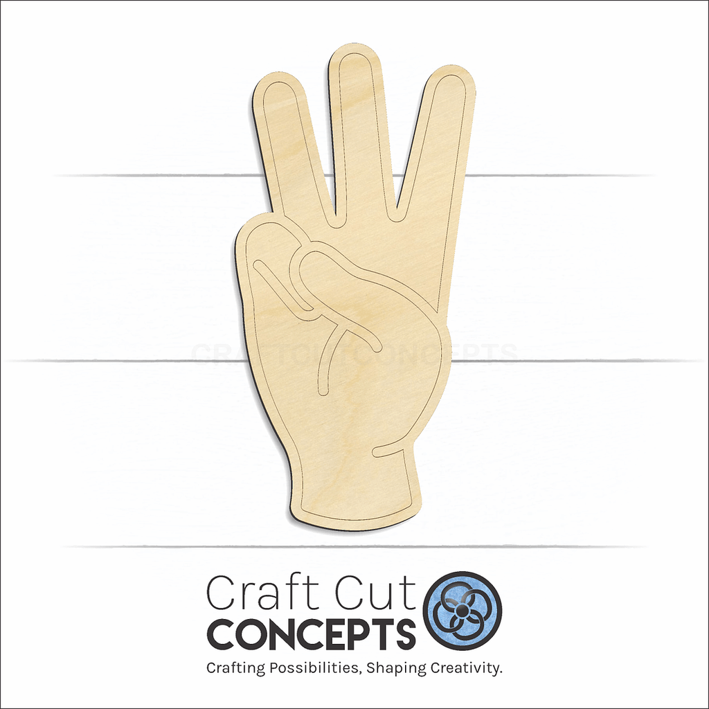 Craft Cut Concepts Logo under a wood ASL Sign Lanquage Number 6 craft shape and blank