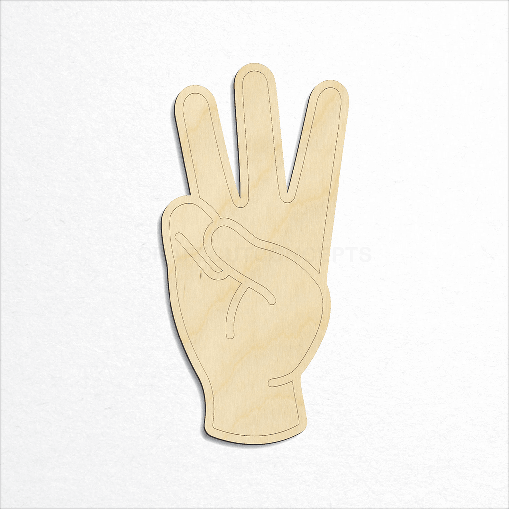 Wooden ASL Sign Lanquage Number 6 craft shape available in sizes of 2 inch and up