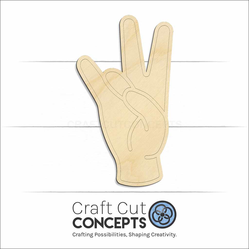 Craft Cut Concepts Logo under a wood ASL Sign Lanquage Number 7 craft shape and blank