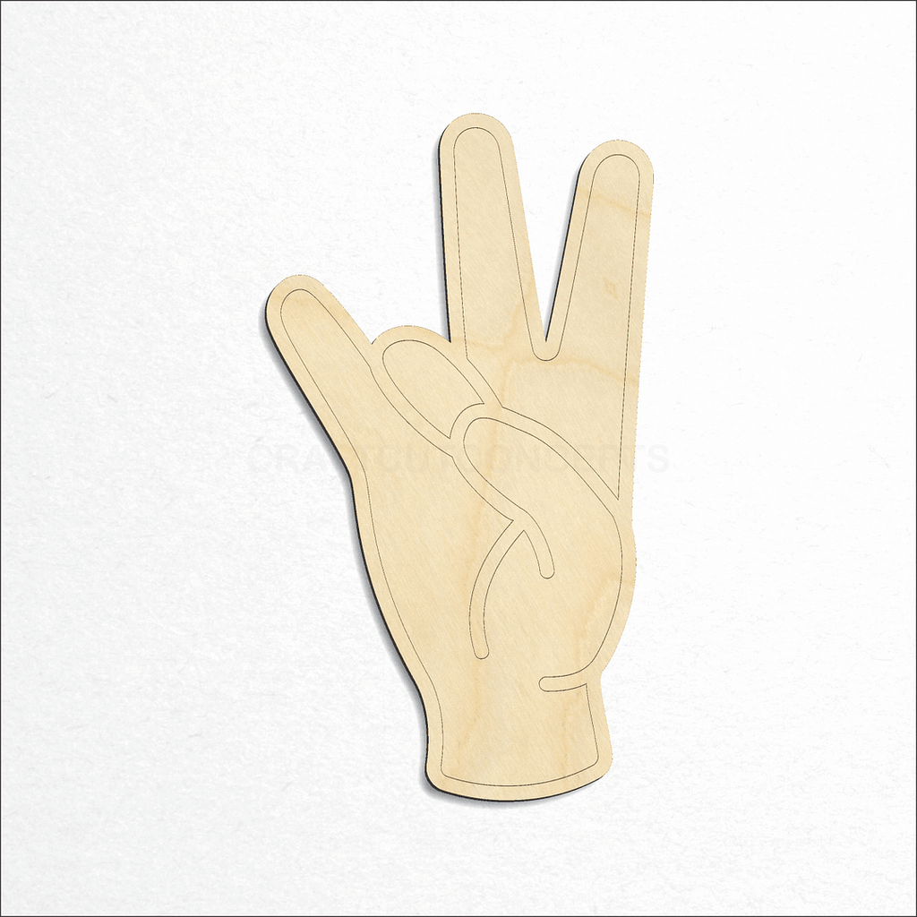 Wooden ASL Sign Lanquage Number 7 craft shape available in sizes of 2 inch and up