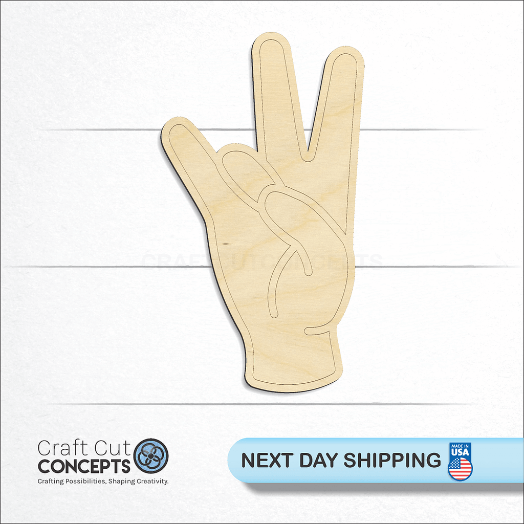 Craft Cut Concepts logo and next day shipping banner with an unfinished wood ASL Sign Lanquage Number 7 craft shape and blank