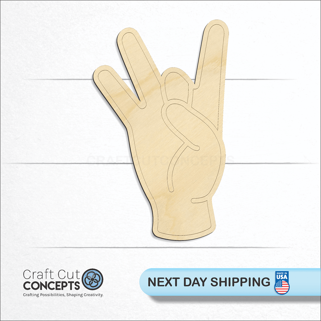 Craft Cut Concepts logo and next day shipping banner with an unfinished wood ASL Sign Lanquage Number 8 craft shape and blank