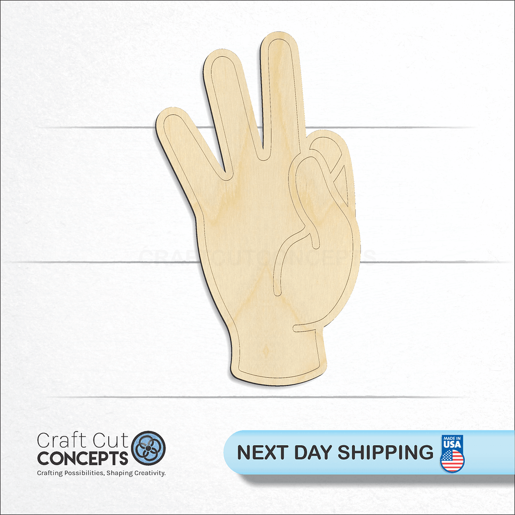 Craft Cut Concepts logo and next day shipping banner with an unfinished wood ASL Sign Lanquage Number 9 craft shape and blank