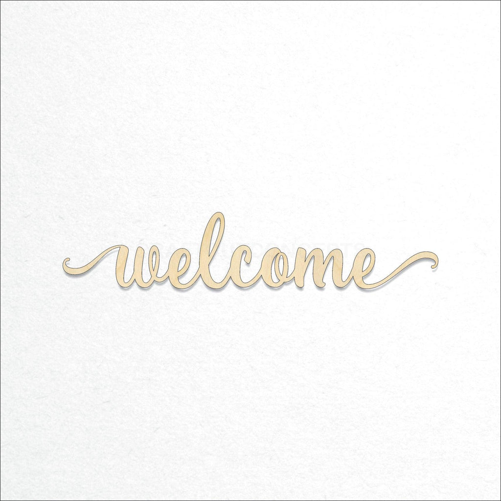 A Product photo showing our laser cut Welcome Script Craft Shape available for purchase.