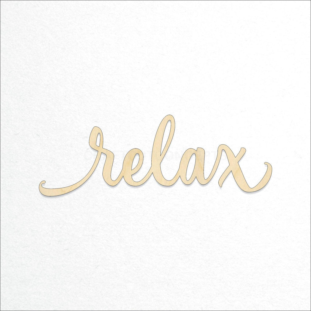 A Product photo showing our laser cut Relax Script Craft Shape available for purchase.