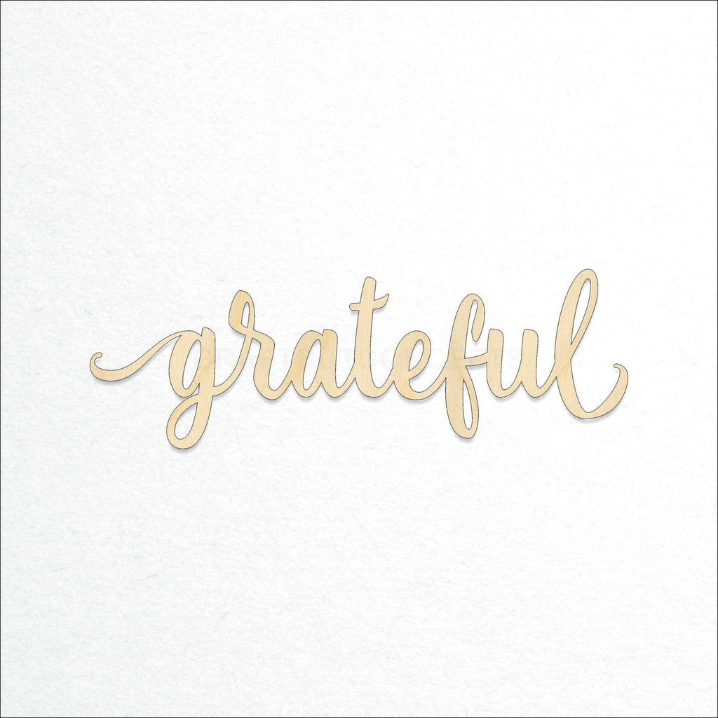 A Product photo showing our laser cut grateful Script Craft Shape available for purchase.