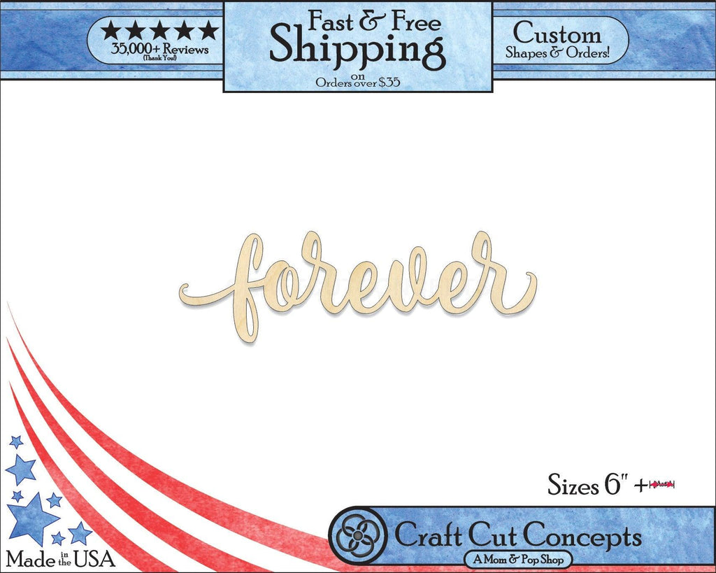 A 5:4 Product photo with banners of our laser cut Forever Craft Shape available for purchase.