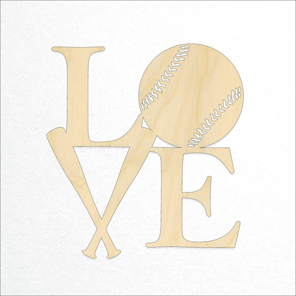 A Product photo showing our laser cut LOVE Baseball Craft Shape available for purchase.