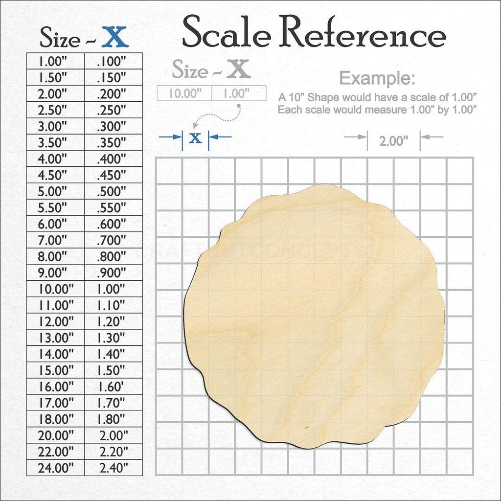 A scale and graph image showing a wood Rough Circle craft blank