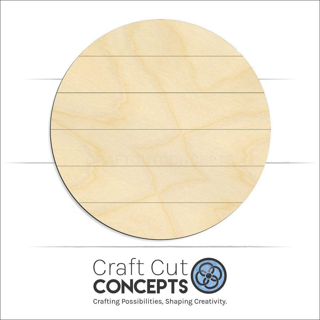 Craft Cut Concepts Logo under a wood Faux Shiplap Circle craft shape and blank