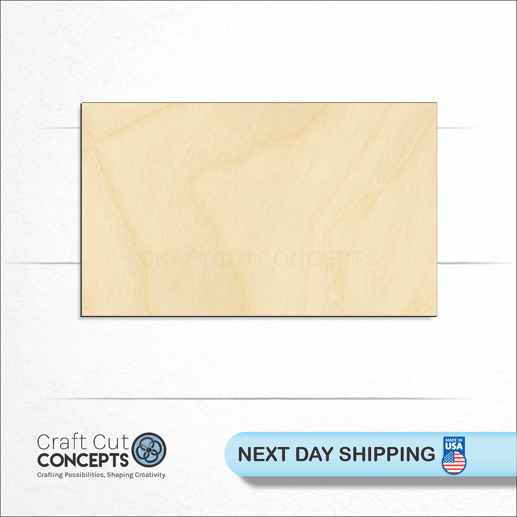 Craft Cut Concepts logo and next day shipping banner with an unfinished wood 60P Rectangle craft shape and blank