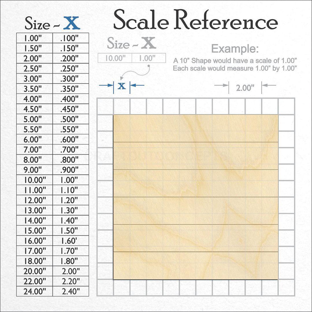 A scale and graph image showing a wood Faux Shiplap Square craft blank