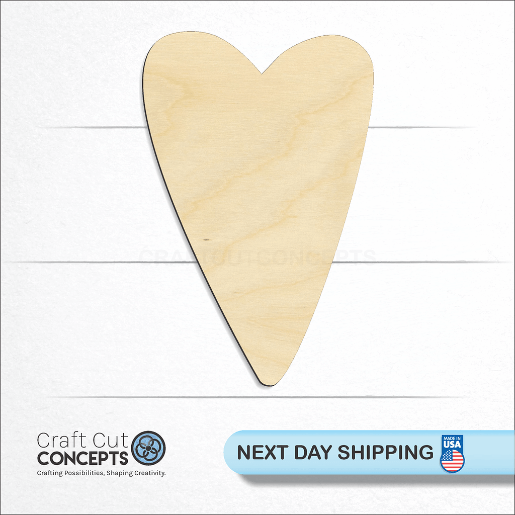 Craft Cut Concepts logo and next day shipping banner with an unfinished wood Primitive Heart craft shape and blank