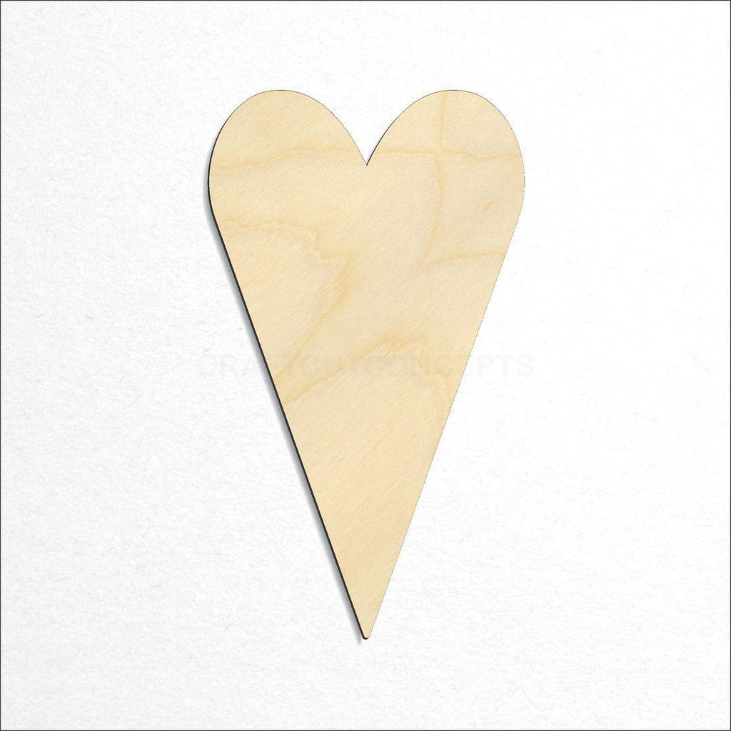 Wooden Primitive Heart craft shape available in sizes of 1 inch and up