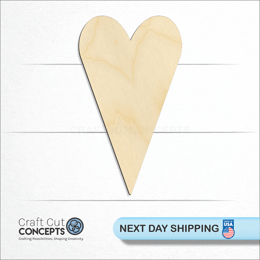 Craft Cut Concepts logo and next day shipping banner with an unfinished wood Primitive Heart craft shape and blank