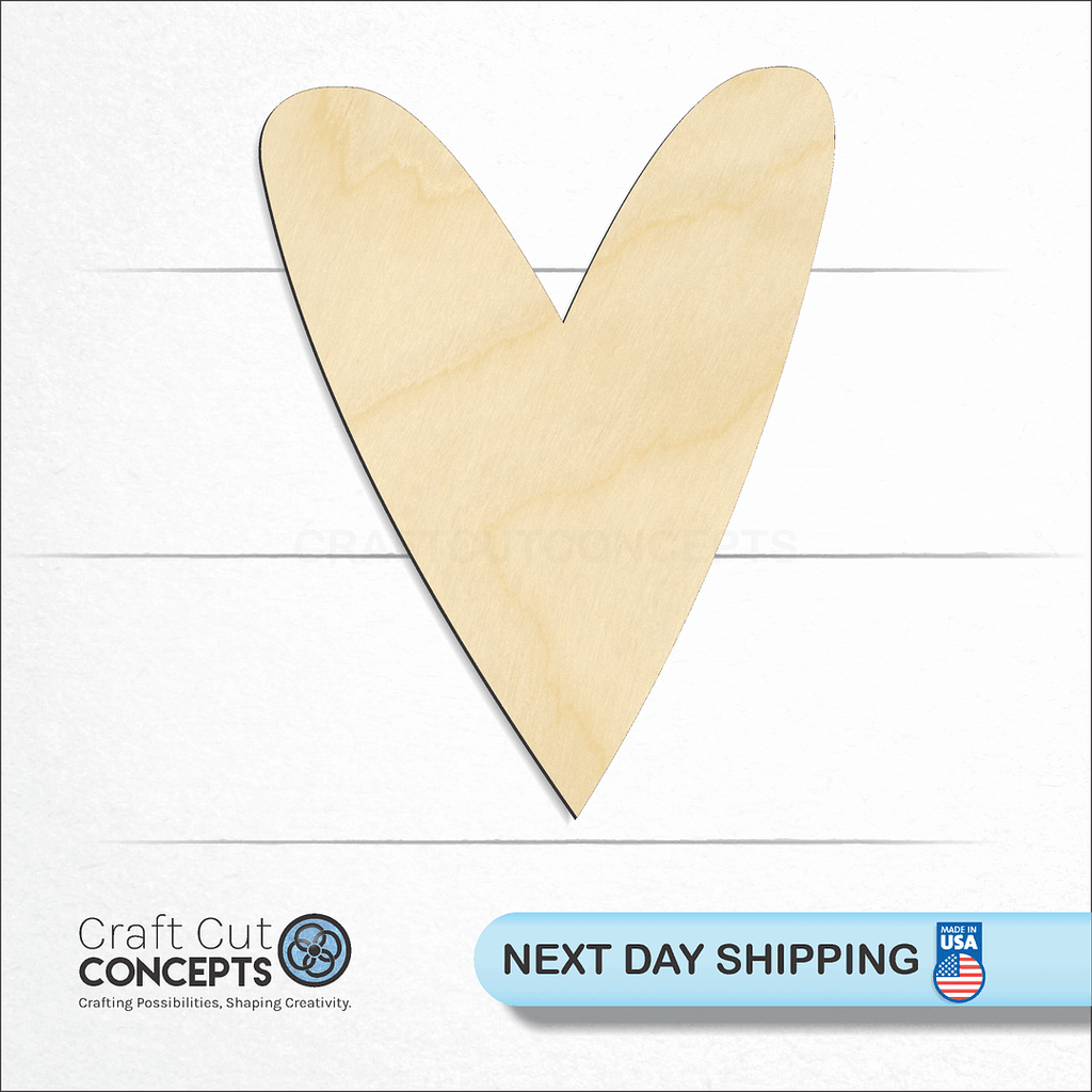 Craft Cut Concepts logo and next day shipping banner with an unfinished wood Heart craft shape and blank