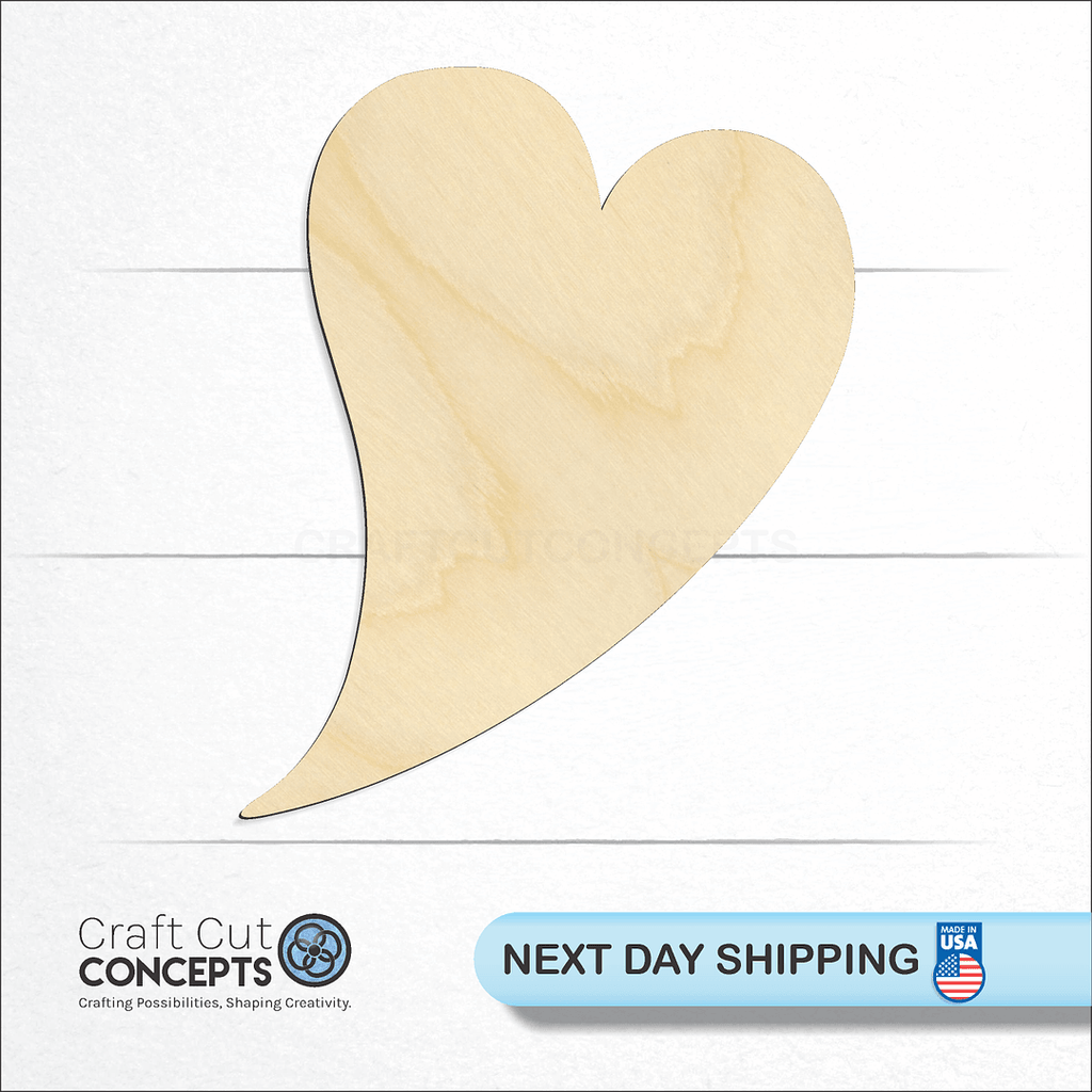 Craft Cut Concepts logo and next day shipping banner with an unfinished wood Flying Heart craft shape and blank