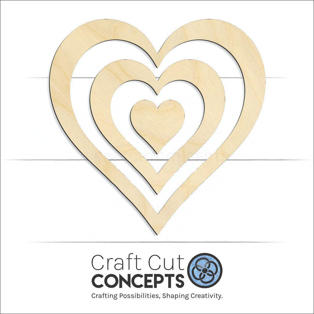 Craft Cut Concepts Logo under a wood Pieced Heart craft shape and blank