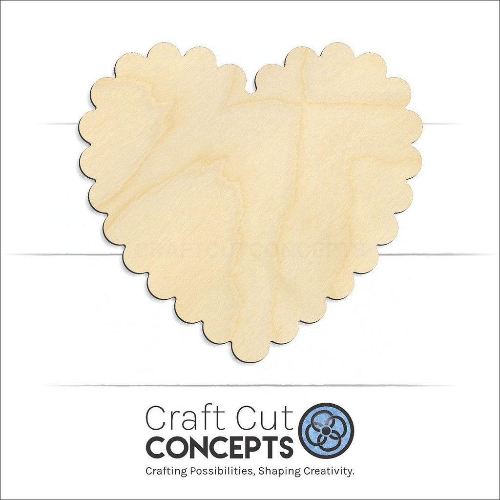 Craft Cut Concepts Logo under a wood Scalloped Heart craft shape and blank