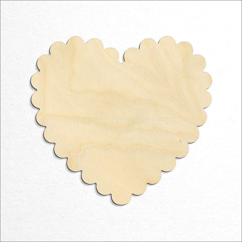 Wooden Scalloped Heart craft shape available in sizes of 1 inch and up