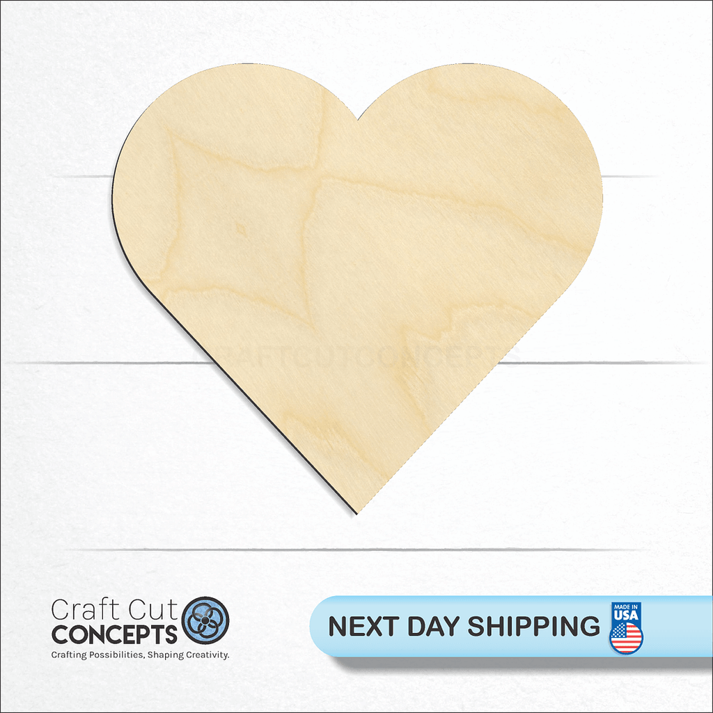 Craft Cut Concepts logo and next day shipping banner with an unfinished wood Valentines Heart craft shape and blank