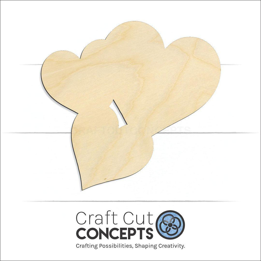 Craft Cut Concepts Logo under a wood Three Heart craft shape and blank