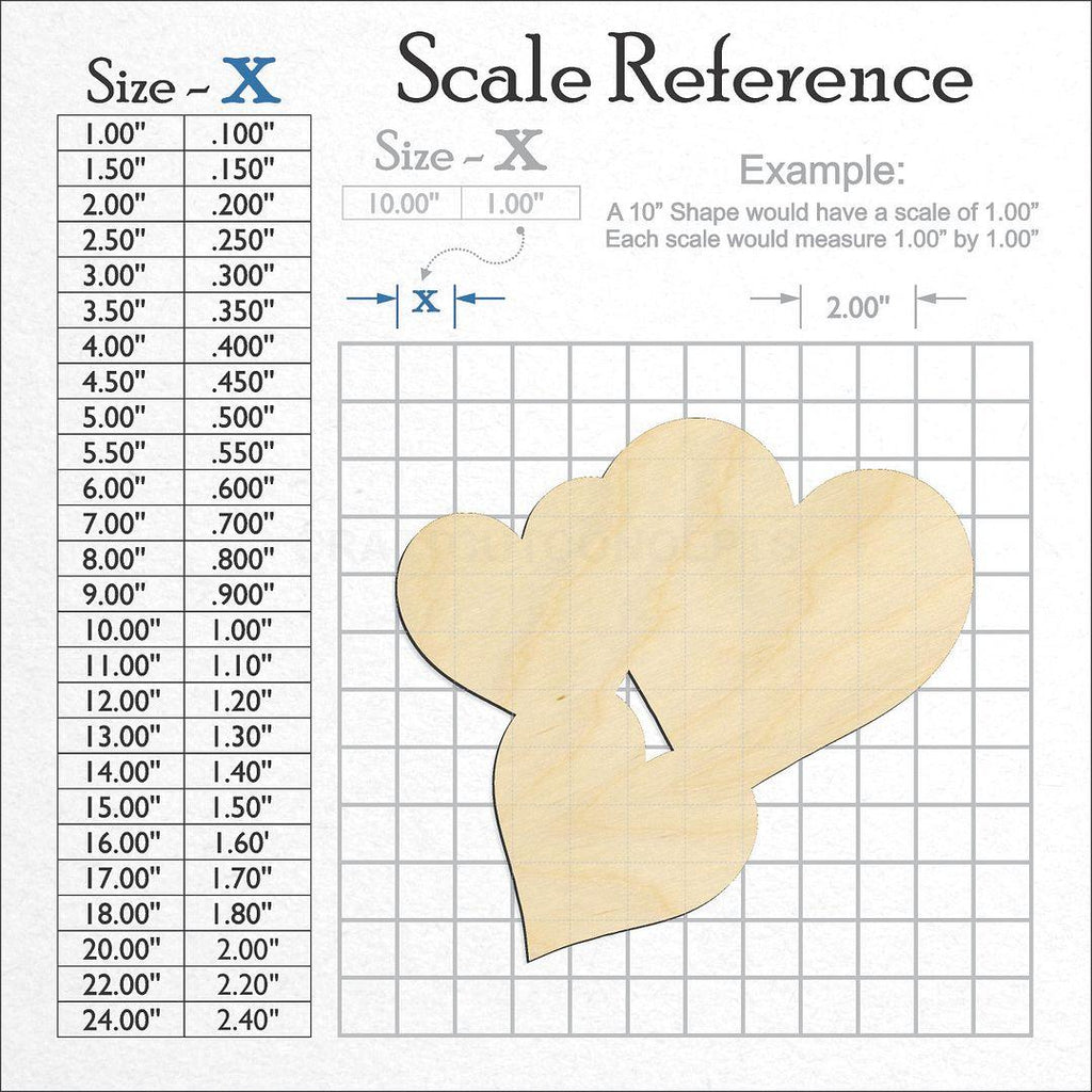 A scale and graph image showing a wood Three Heart craft blank