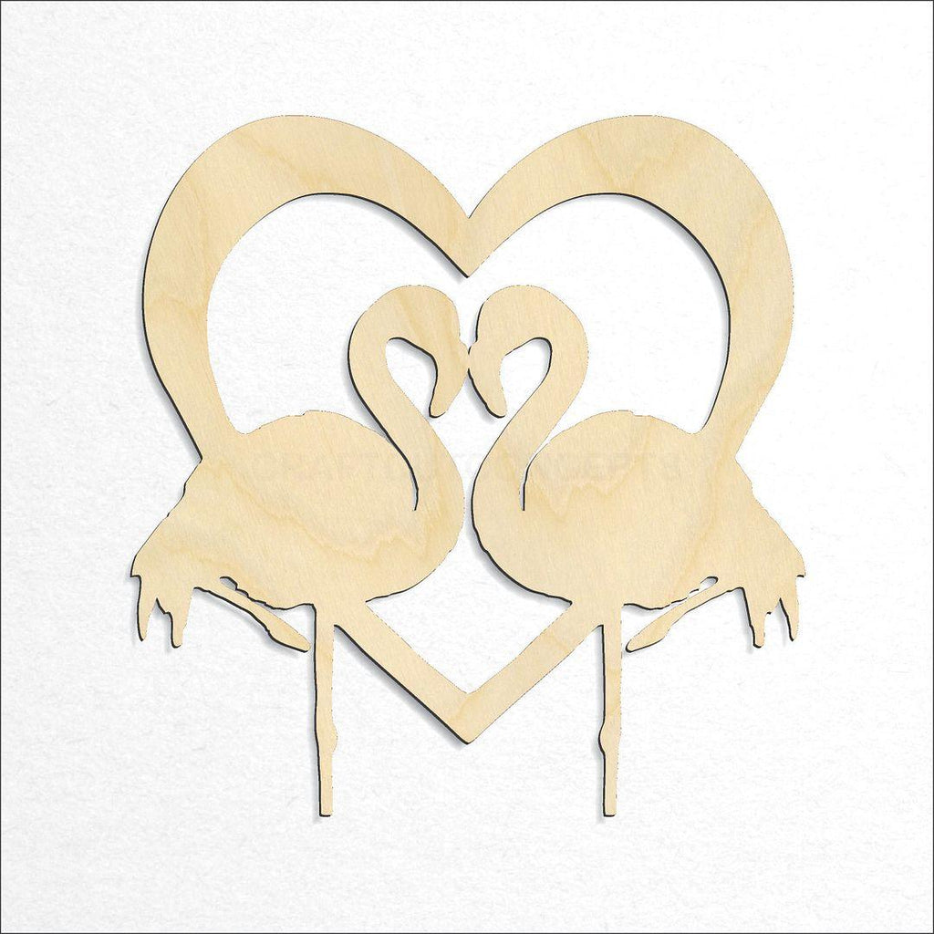 Wooden Flamingo Heart craft shape available in sizes of 4 inch and up