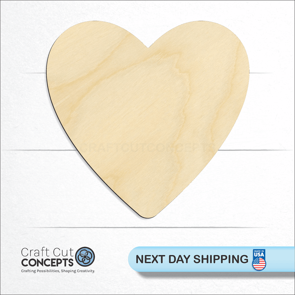 Craft Cut Concepts logo and next day shipping banner with an unfinished wood Heart craft shape and blank