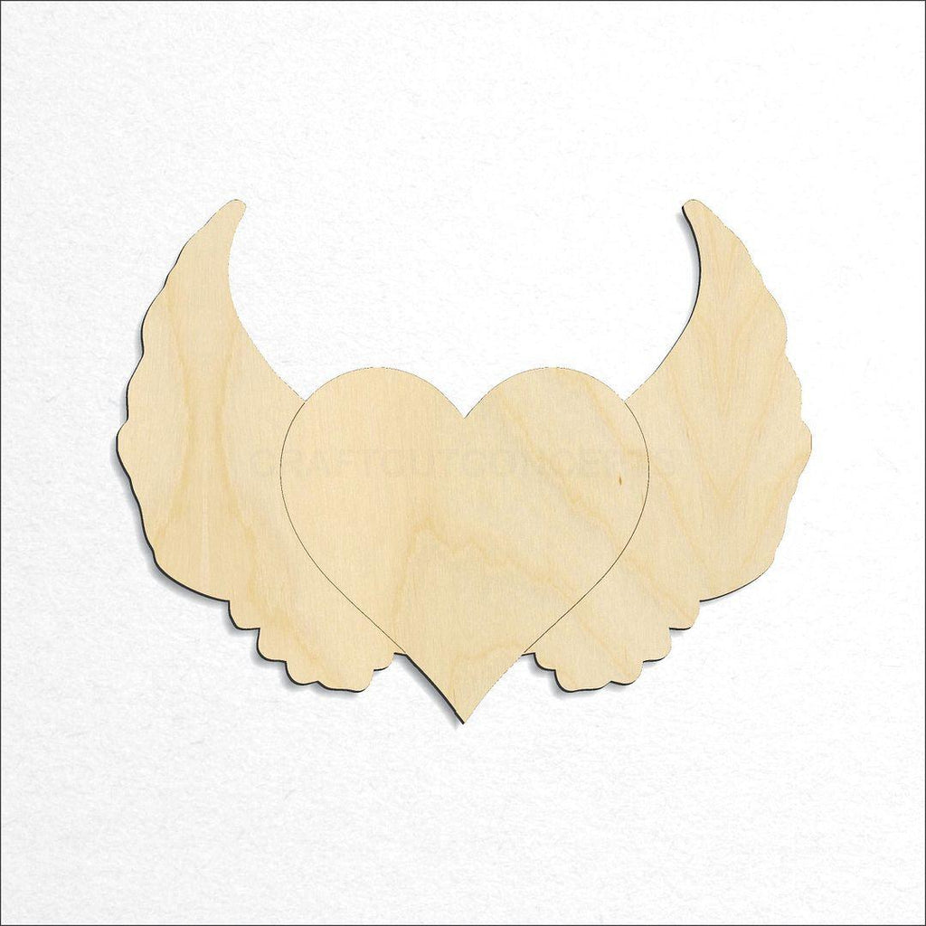 Wooden Heart with Wings craft shape available in sizes of 2 inch and up