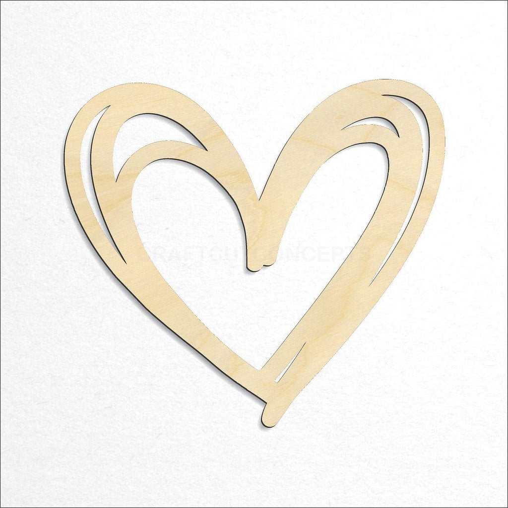 Wooden Scribble Heart craft shape available in sizes of 3 inch and up