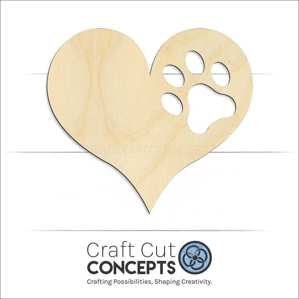 Craft Cut Concepts Logo under a wood Paw Print Heart craft shape and blank