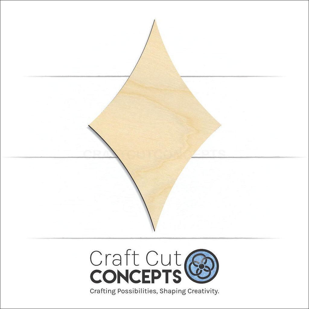 Craft Cut Concepts Logo under a wood Curved Diamond craft shape and blank