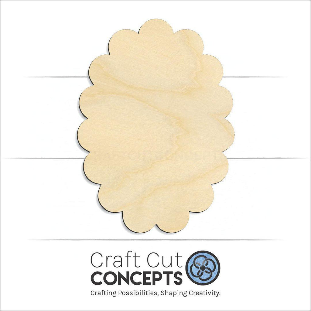 Craft Cut Concepts Logo under a wood Scalloped Oval craft shape and blank