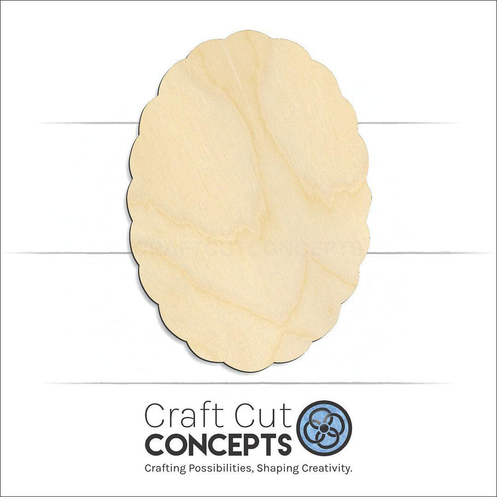 Craft Cut Concepts Logo under a wood Rough Scalloped Oval craft shape and blank