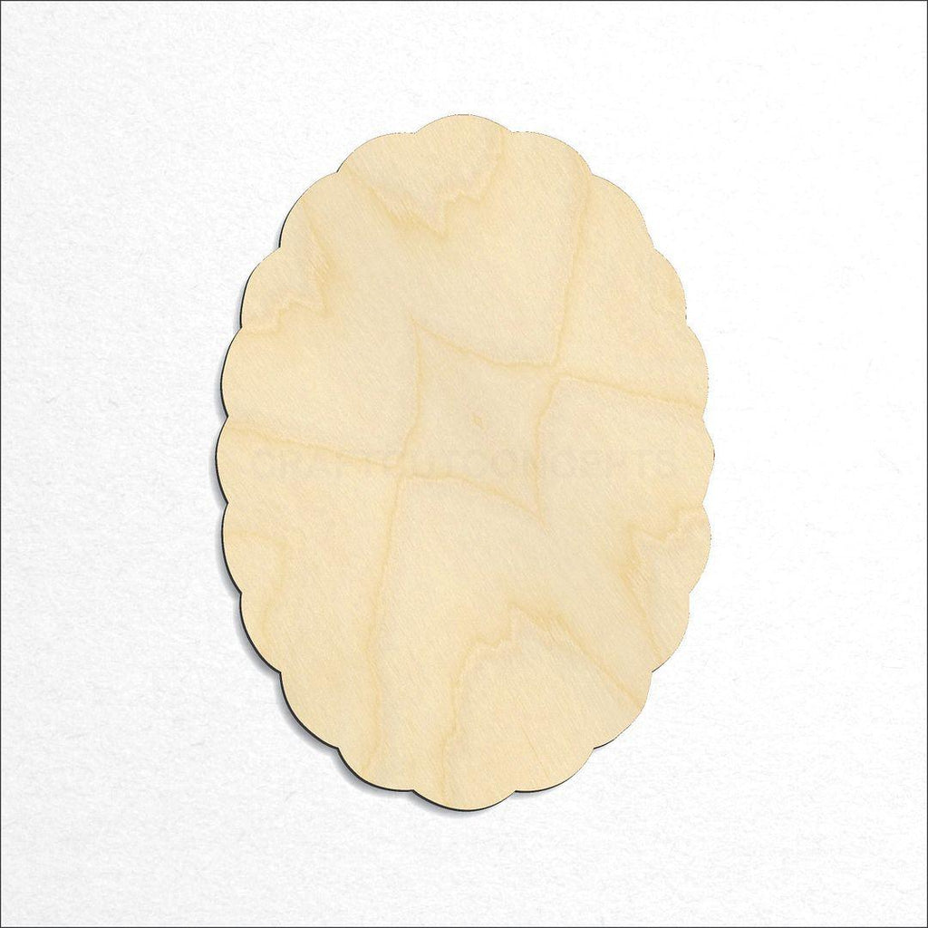 Wooden Rough Scalloped Oval craft shape available in sizes of 1 inch and up